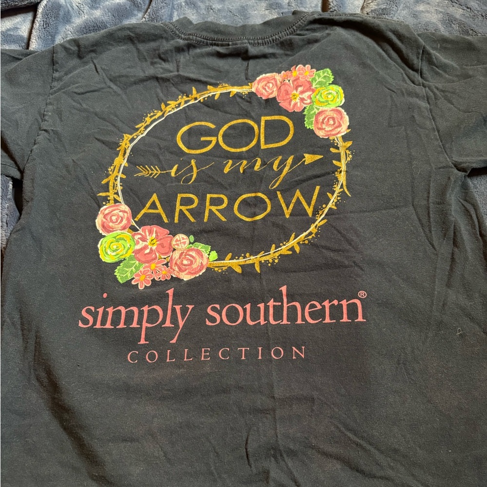 Simply Southern Kids Black T-Shirt with Floral Design